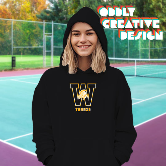 Western Warriors - Tennis - Outlined Letters Over Tennis