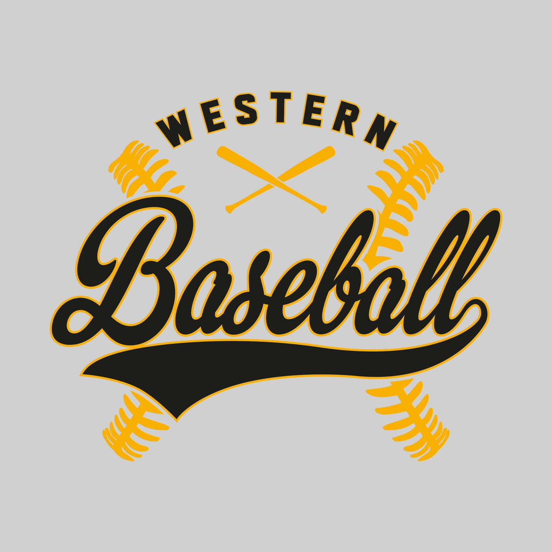 Western Warriors - Baseball - Cursive Baseball with Stitches & Crossed Bats