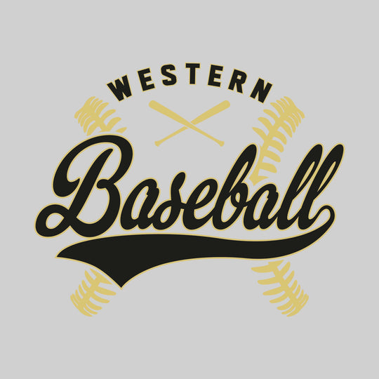 Western Warriors - Baseball - Cursive Baseball with Stitches & Crossed Bats