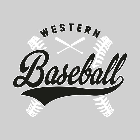 Western Warriors - Baseball - Cursive Baseball with Stitches & Crossed Bats