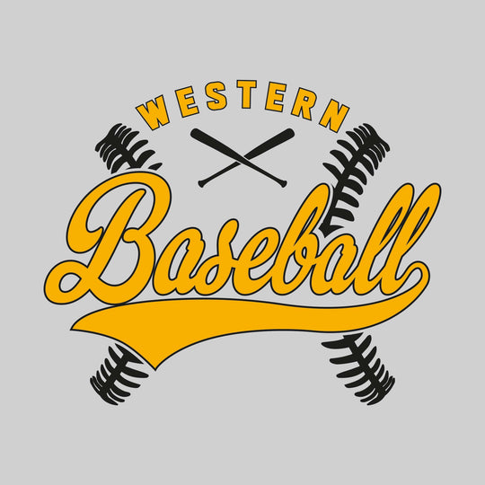 Western Warriors - Baseball - Cursive Baseball with Stitches & Crossed Bats