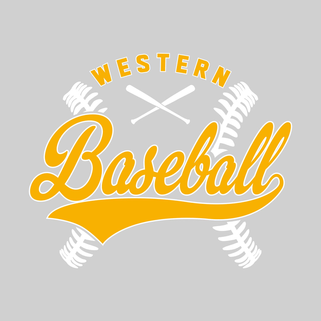 Western Warriors - Baseball - Cursive Baseball with Stitches & Crossed Bats