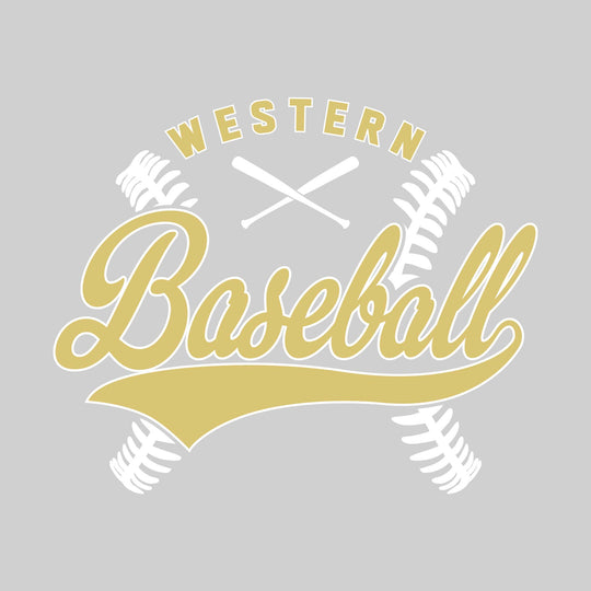 Western Warriors - Baseball - Cursive Baseball with Stitches & Crossed Bats
