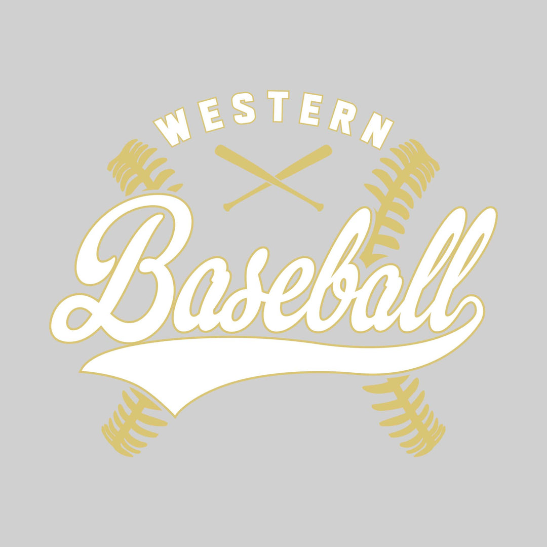 Western Warriors - Baseball - Cursive Baseball with Stitches & Crossed Bats