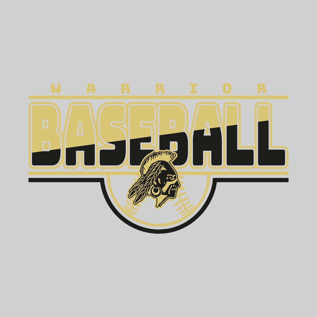Western Warriors - Baseball - Split-Color Baseball with Mascot and Baseball Shape