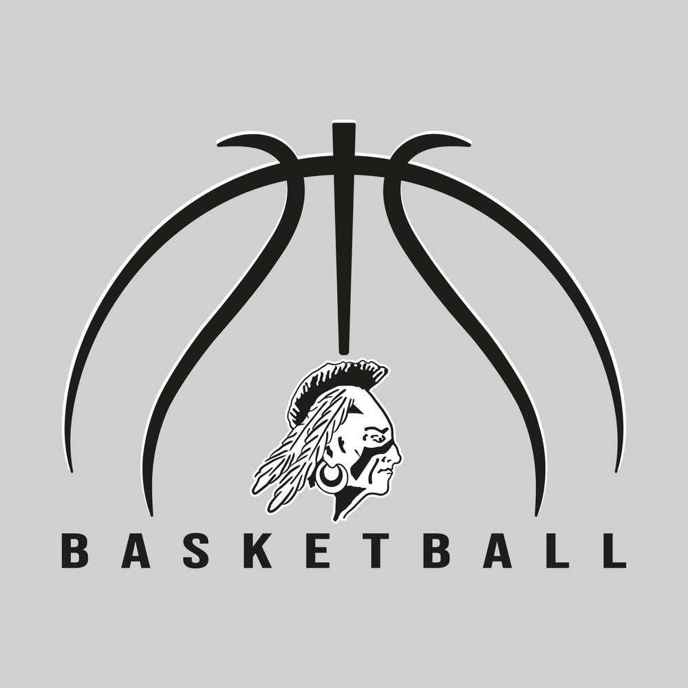 Western Warriors - Basketball - Basketball Text with Mascot and Grooves