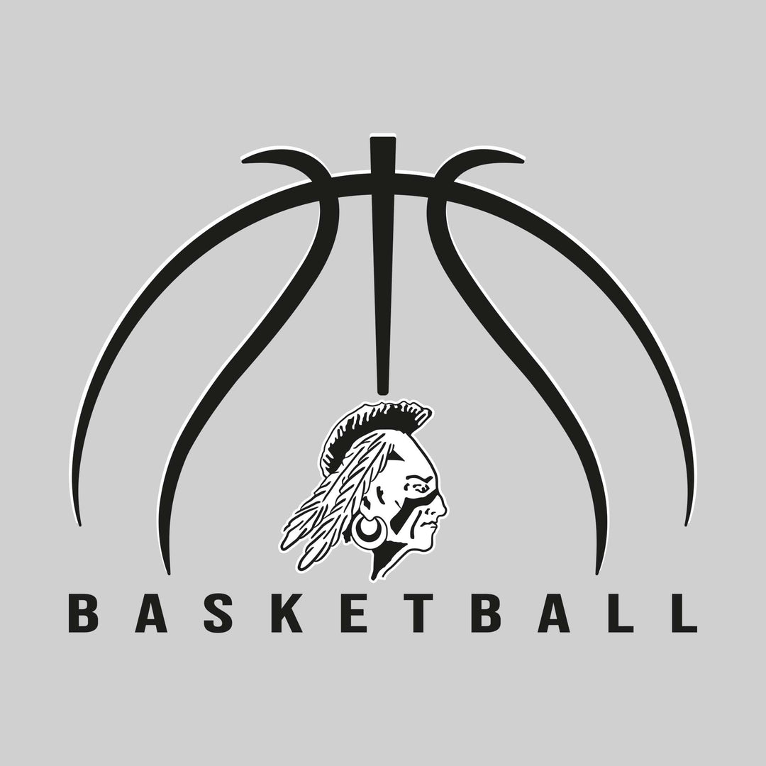 Western Warriors - Basketball - Basketball Text with Mascot and Grooves