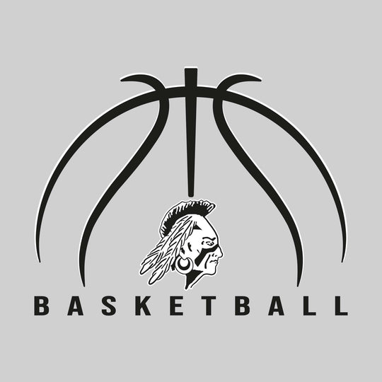 Western Warriors - Basketball - Basketball Text with Mascot and Grooves