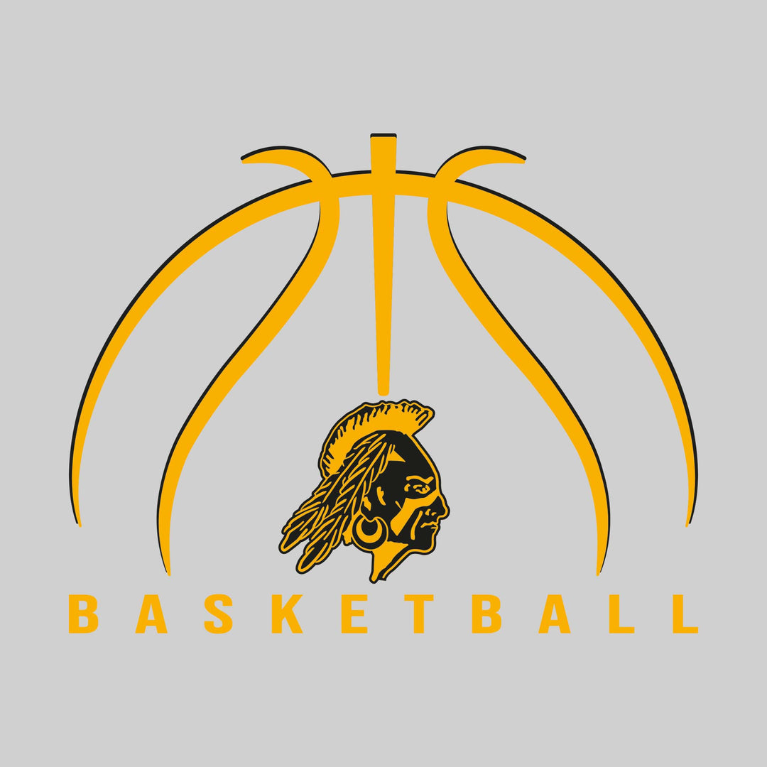 Western Warriors - Basketball - Basketball Text with Mascot and Grooves