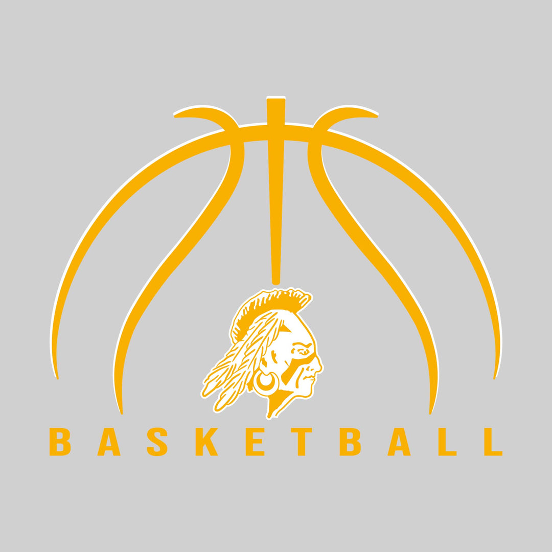 Western Warriors - Basketball - Basketball Text with Mascot and Grooves