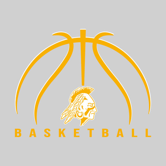 Western Warriors - Basketball - Basketball Text with Mascot and Grooves