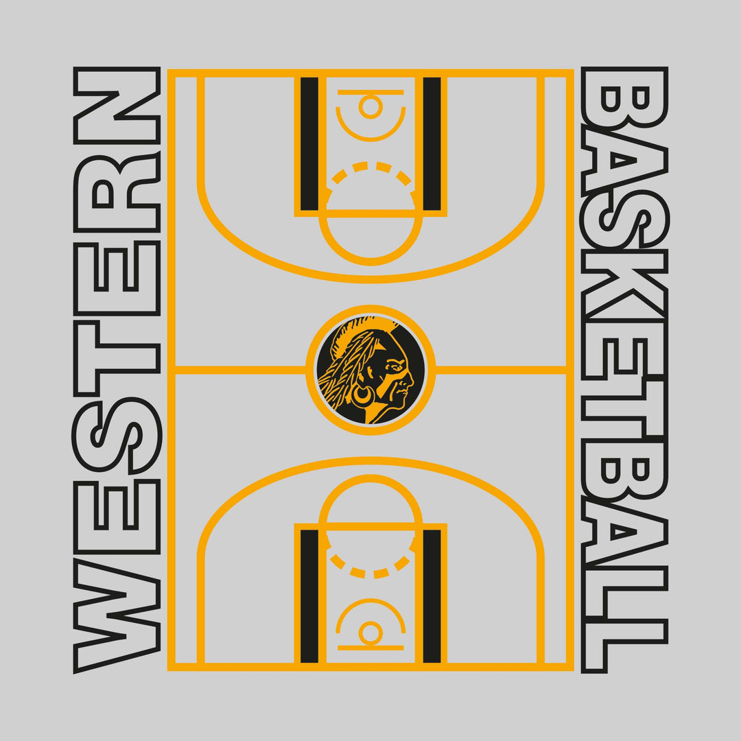 Western Warriors - Basketball - Full Court with Sideline Text