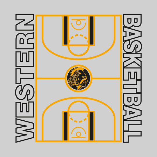 Western Warriors - Basketball - Full Court with Sideline Text