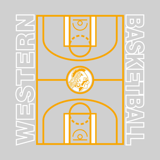 Western Warriors - Basketball - Full Court with Sideline Text