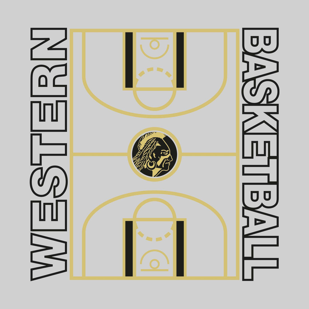 Western Warriors - Basketball - Full Court with Sideline Text