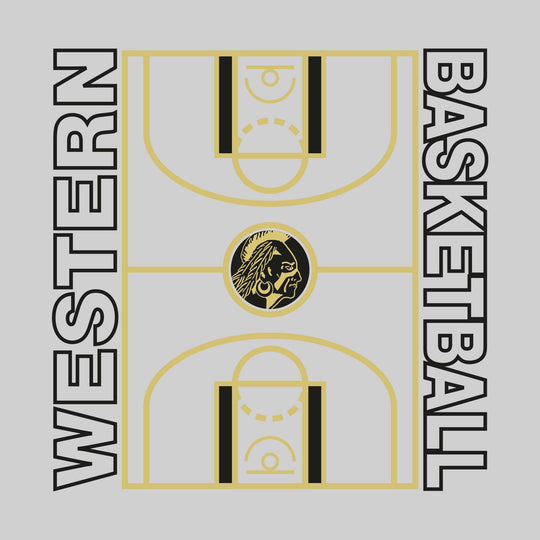 Western Warriors - Basketball - Full Court with Sideline Text