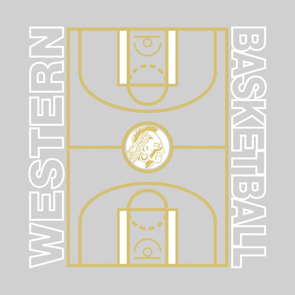 Western Warriors - Basketball - Full Court with Sideline Text