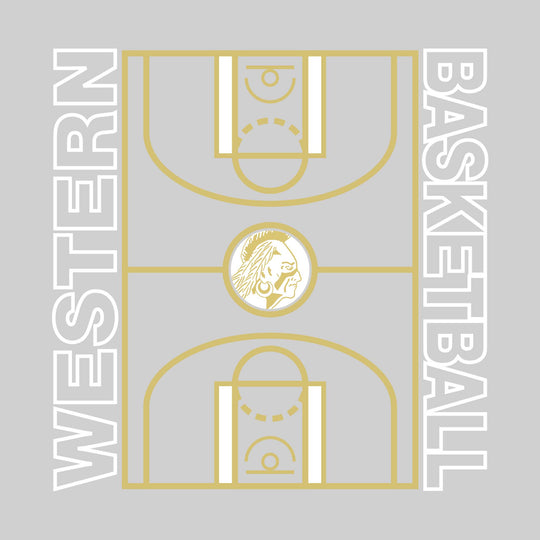 Western Warriors - Basketball - Full Court with Sideline Text