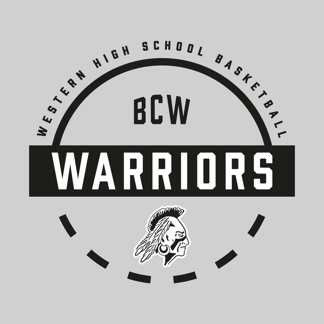 Western Warriors - Basketball - Mascot Name with Free Throw Circle