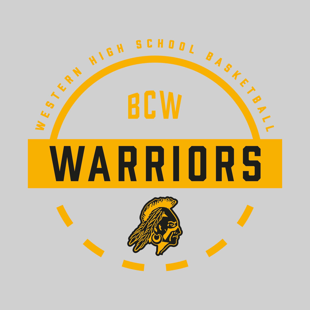 Western Warriors - Basketball - Mascot Name with Free Throw Circle
