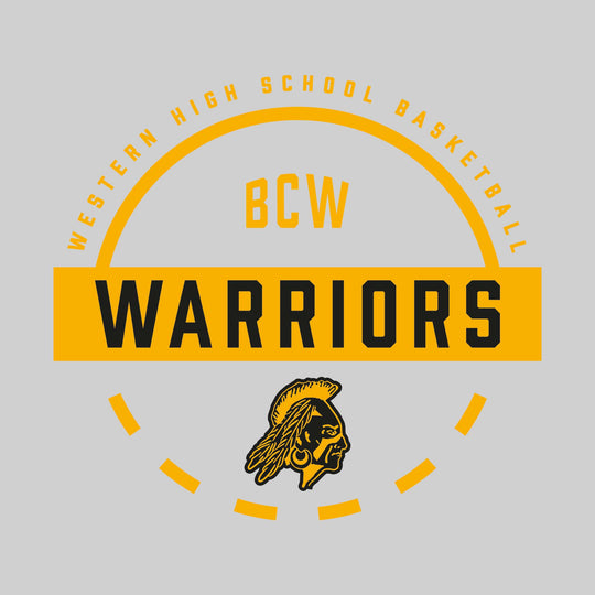 Western Warriors - Basketball - Mascot Name with Free Throw Circle