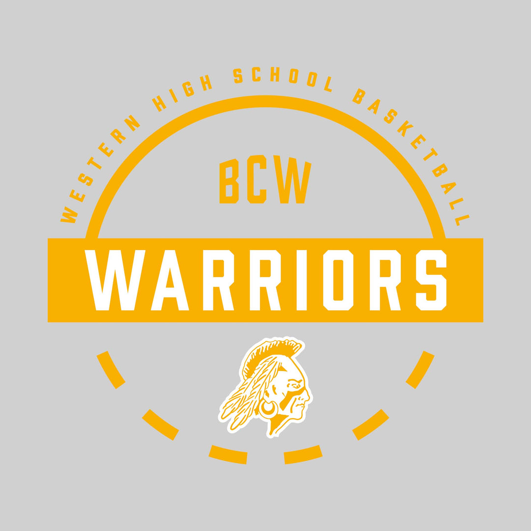 Western Warriors - Basketball - Mascot Name with Free Throw Circle