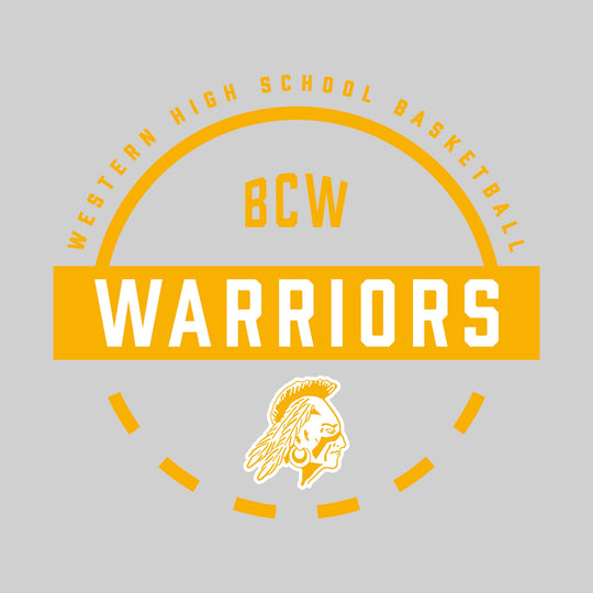 Western Warriors - Basketball - Mascot Name with Free Throw Circle
