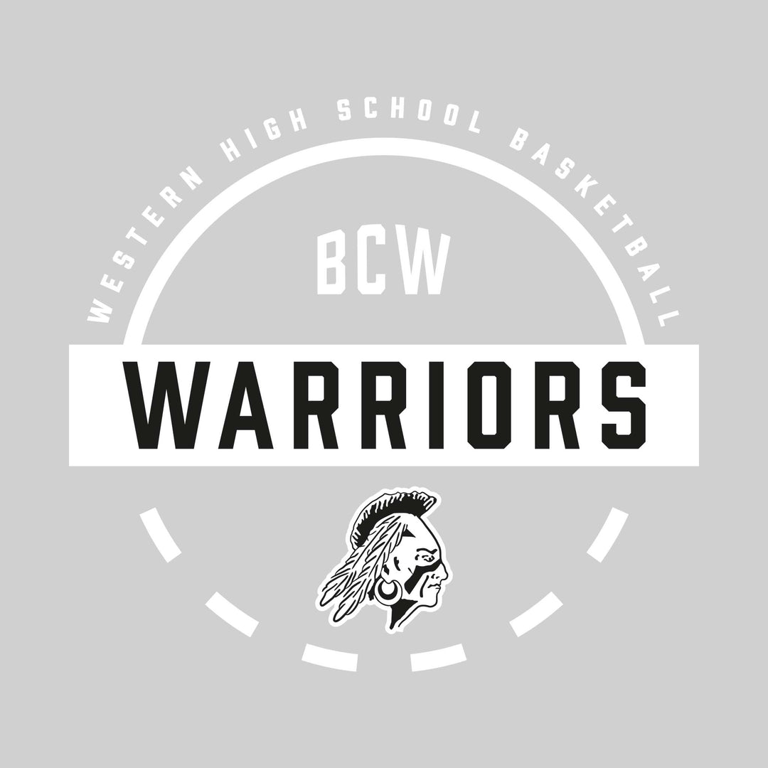 Western Warriors - Basketball - Mascot Name with Free Throw Circle