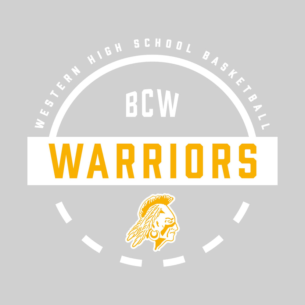 Western Warriors - Basketball - Mascot Name with Free Throw Circle