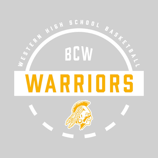 Western Warriors - Basketball - Mascot Name with Free Throw Circle
