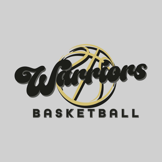 Western Warriors - Basketball - Retro Warriors Text with Abstract Basketball Outline