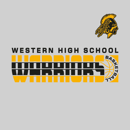 Western Warriors - Basketball - Striped Mascot Name with Basketball Grooves