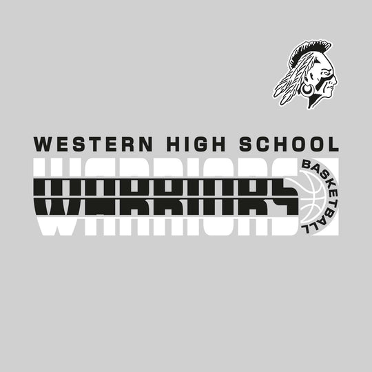 Western Warriors - Basketball - Striped Mascot Name with Basketball Grooves