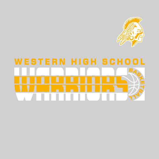 Western Warriors - Basketball - Striped Mascot Name with Basketball Grooves