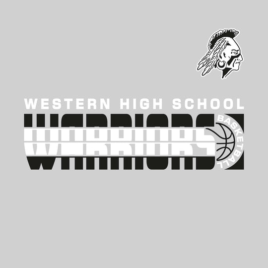 Western Warriors - Basketball - Striped Mascot Name with Basketball Grooves