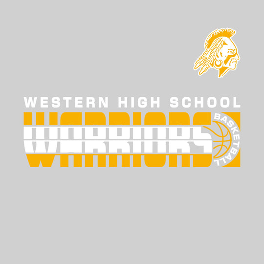 Western Warriors - Basketball - Striped Mascot Name with Basketball Grooves