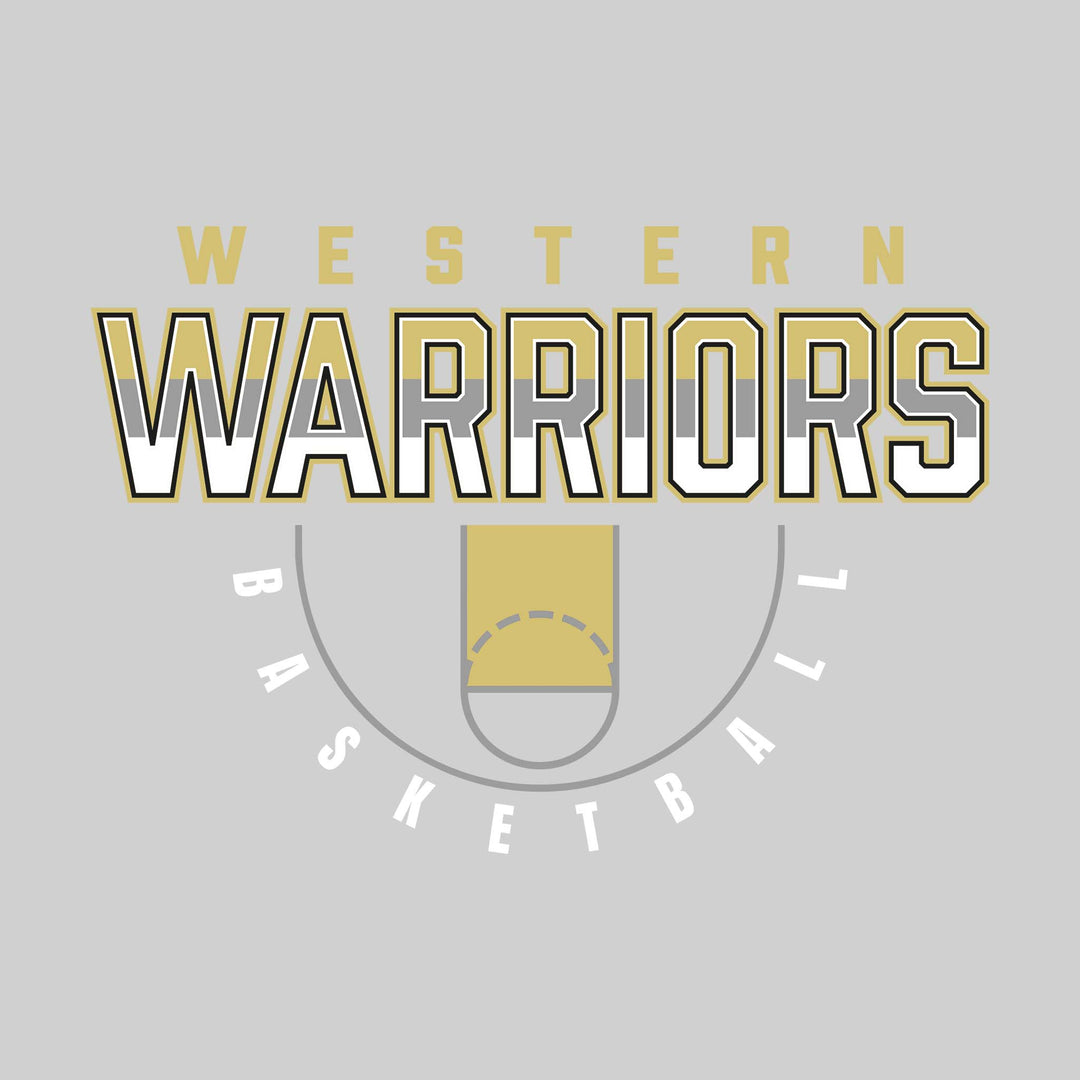 Western Warriors - Basketball - Tri-Color Warriors with Court Lines