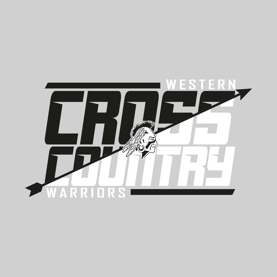 Western Warriors - Cross Country - Split-Color School Name with Arrow & Mascot