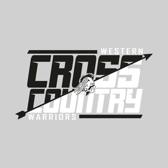 Western Warriors - Cross Country - Split-Color School Name with Arrow & Mascot