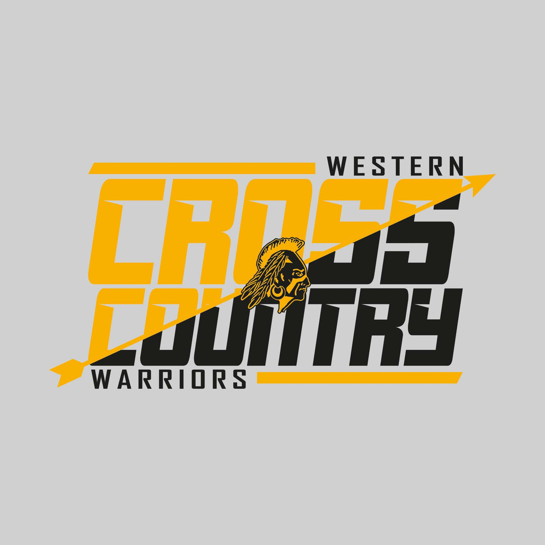 Western Warriors - Cross Country - Split-Color School Name with Arrow & Mascot
