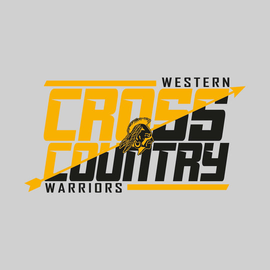 Western Warriors - Cross Country - Split-Color School Name with Arrow & Mascot