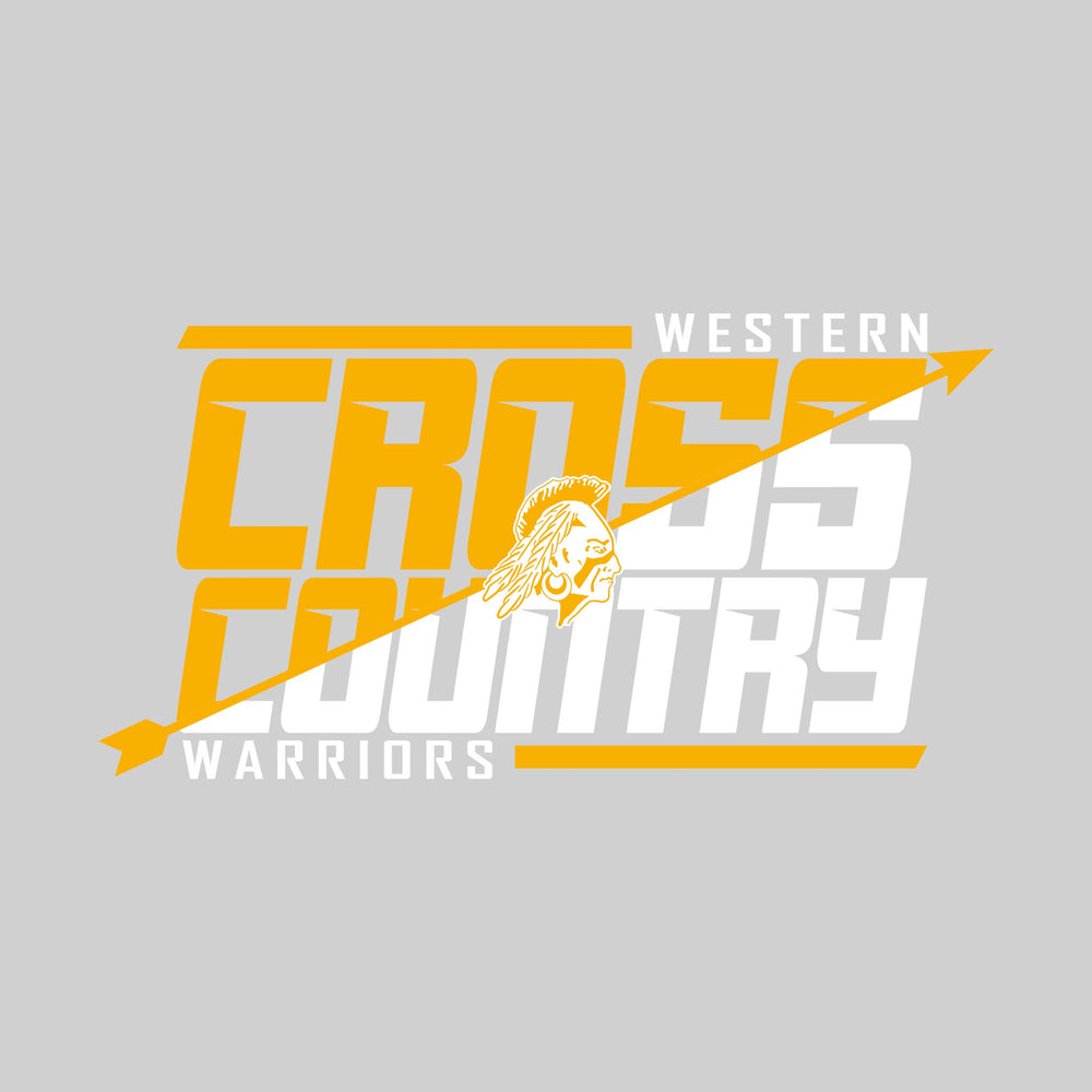 Western Warriors - Cross Country - Split-Color School Name with Arrow & Mascot