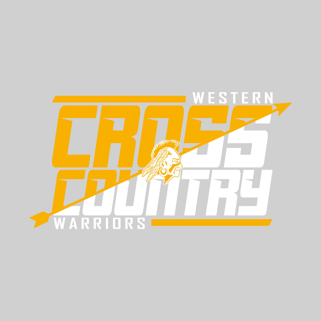 Western Warriors - Cross Country - Split-Color School Name with Arrow & Mascot