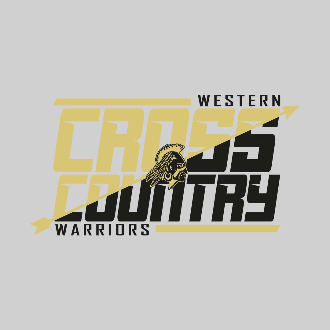 Western Warriors - Cross Country - Split-Color School Name with Arrow & Mascot