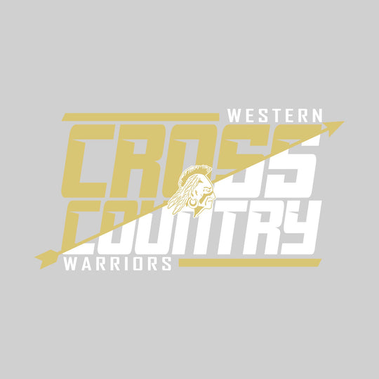 Western Warriors - Cross Country - Split-Color School Name with Arrow & Mascot