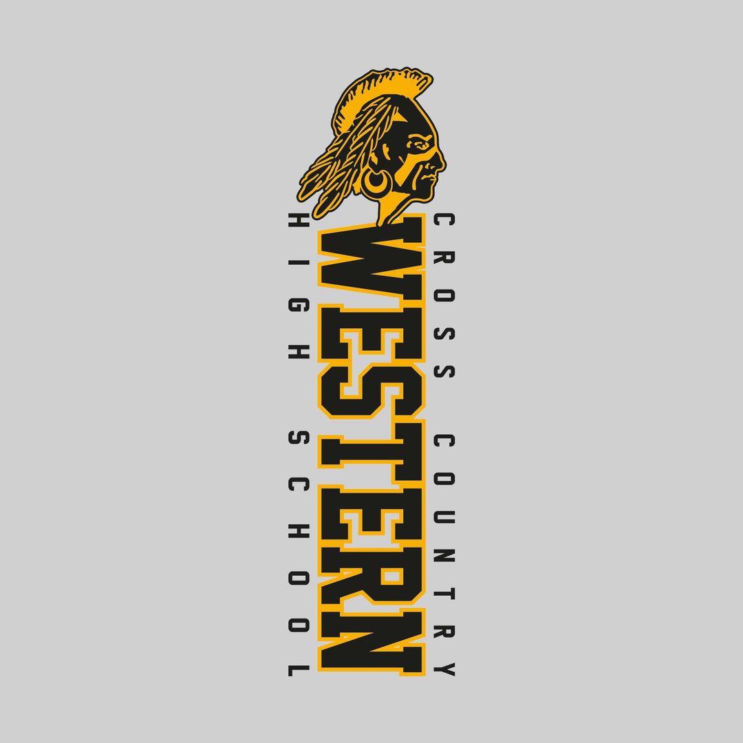 Western Warriors - Cross Country - Vertical School Name with Upper Mascot