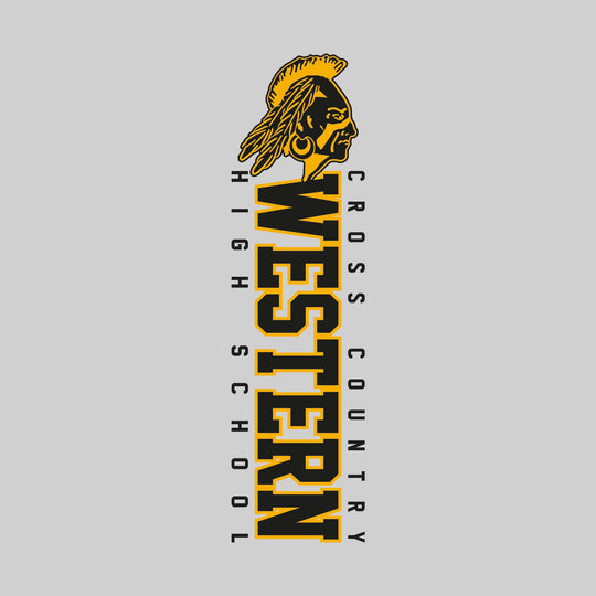 Western Warriors - Cross Country - Vertical School Name with Upper Mascot