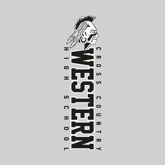 Western Warriors - Cross Country - Vertical School Name with Upper Mascot