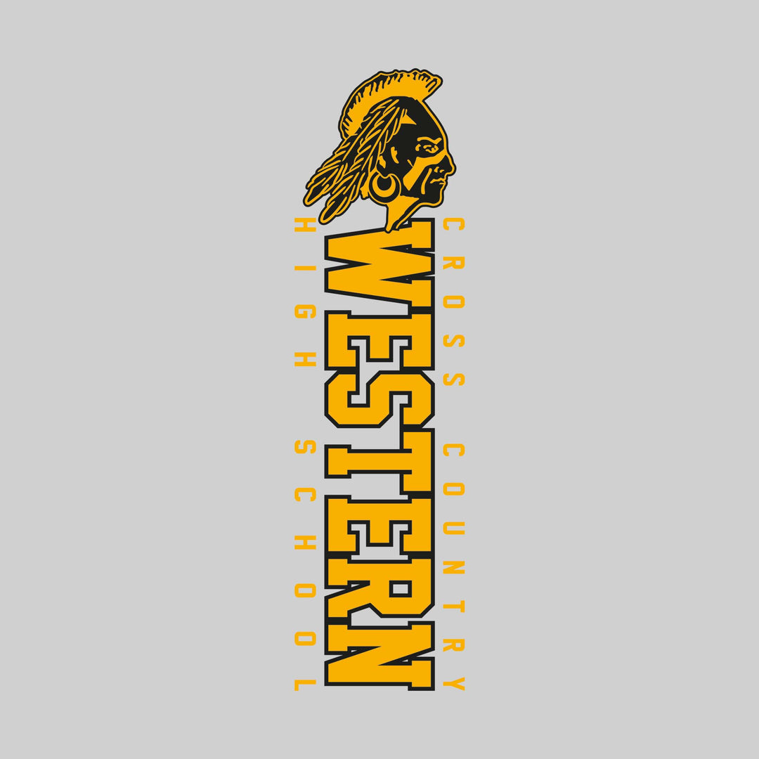 Western Warriors - Cross Country - Vertical School Name with Upper Mascot