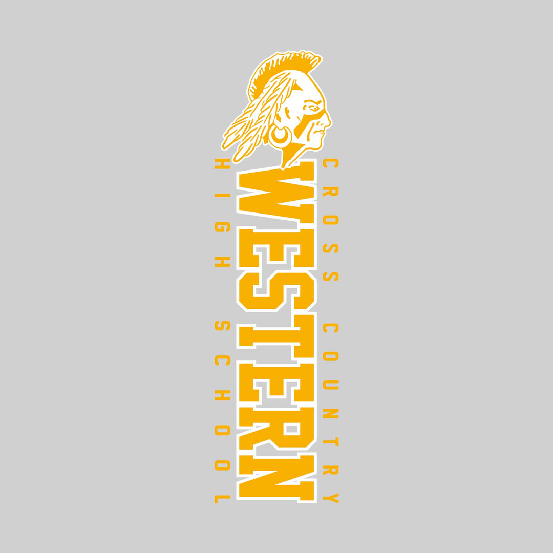 Western Warriors - Cross Country - Vertical School Name with Upper Mascot